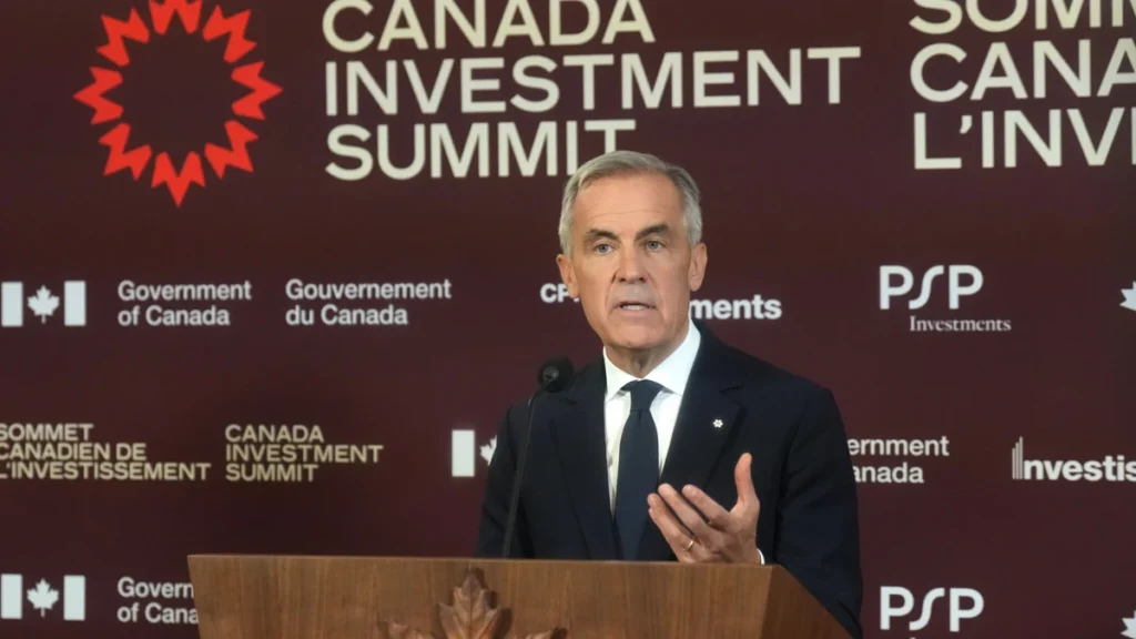 Prime Minister Mark Carney speaks at the Canada Investment Summit in Toronto